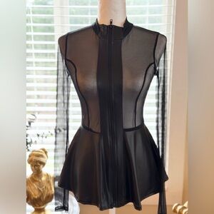 JuJu Black Sheer Long Sleeve Top